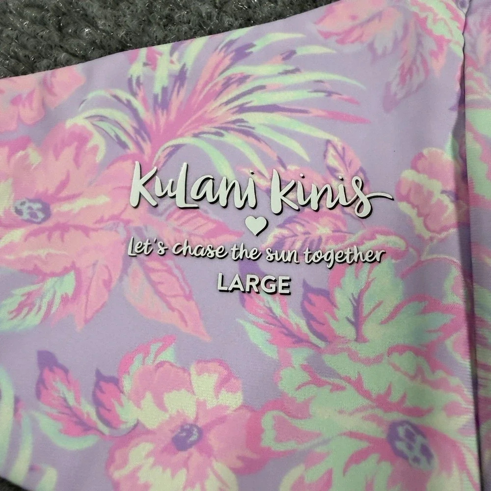Kulani Kinis Bikini Top Womens Large Floral Print Bandeau Tie Swim Beach